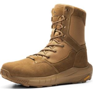 NORTIV 8 Men’s Breathable Military Tactical Combat Boots Side Zipper Arch Support Leather Lightweight Motorcycle Work Hiking Boots 8 Inches DesertStorm(Coyote)