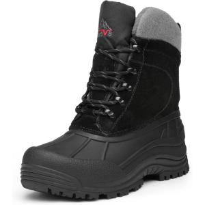 NORTIV 8 Men’s Insulated Waterproof Winter Snow Boots TERREY(Black)