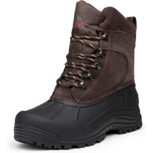 NORTIV 8 Men’s Insulated Waterproof Winter Snow Boots TERREY(Brown)