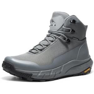 NORTIV 8 Men’s Mid Waterproof Hiking Boots Outdoor Lightweight Breathable Trekking Camping Mountaineering Shoes HydroTrek(Grey)