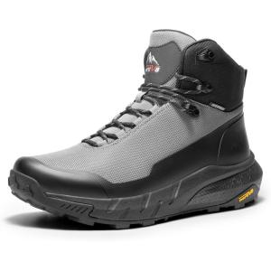 NORTIV 8 Men’s Mid Waterproof Hiking Boots Outdoor Lightweight Breathable Trekking Camping Mountaineering Shoes HydroTrek(Grey/Black)
