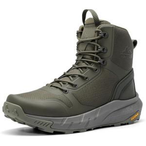 NORTIV 8 Men’s Military Tactical Boot Lightweight Comfortable Boots for Work All Day Side Zipper Motorcycle Combat Hiking Boots Metrostrike(8-9 Inches)(Army Green)