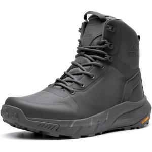NORTIV 8 Men’s Military Tactical Boot Lightweight Comfortable Boots for Work All Day Side Zipper Motorcycle Combat Hiking Boots Metrostrike(8-9 Inches)(Grey)