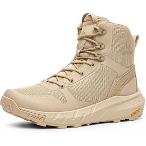 NORTIV 8 Men’s Military Tactical Boot Lightweight Comfortable Boots for Work All Day Side Zipper Motorcycle Combat Hiking Boots Metrostrike(8-9 Inches)(Sand-oxford)