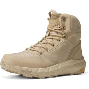 NORTIV 8 Men’s Military Tactical Boot Lightweight Comfortable Boots for Work All Day Side Zipper Motorcycle Combat Hiking Boots Metrostrike(8-9 Inches)(Sand)