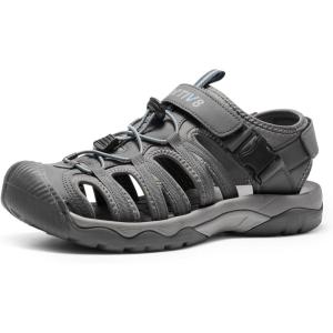 NORTIV 8 Men’s Sandals, Closed Toe Athletic Sport Sandals, Mens Summer Shoes, Lightweight Trail Walking Sandals for Men(Grey/Blue)