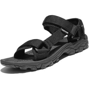 NORTIV 8 Men’s Sandals Hiking Sports Lightweight Summer Water Arch Support River Open Toe Athletic Trail Outdoor Walking Sandals Longdo(Black Monochrome)