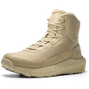 NORTIV 8 Men’s Tactical Hiking Boot Lightweight Cushion Sole Boots for Work All Day Side Zipper Motorcycle Combat Military Boot Arch Support 8 Inches Terrascope(Sand)