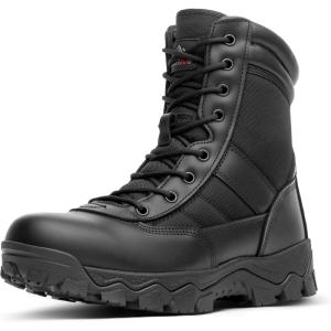 NORTIV 8 Men’s Tactical Military Work Boots Side Zipper Outdoor Motorcycle Combat Boots 8 Inches 2.0 Trooper-pro(Black)