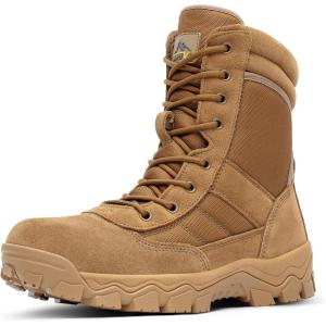 NORTIV 8 Men’s Tactical Military Work Boots Side Zipper Outdoor Motorcycle Combat Boots 8 Inches 2.0 Trooper-pro(Coyote)