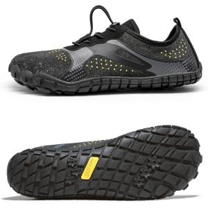 NORTIV 8 Men’s Water Shoes Barefoot Athletic Lightweight Sports Aqua Shoes Outdoor Swim Fishing Hiking Diving Surf Walking Water Shoe TREKMAN(Black/Dark/Grey)