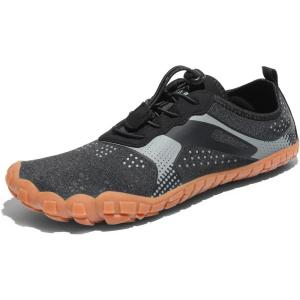 NORTIV 8 Men’s Water Shoes Barefoot Athletic Lightweight Sports Aqua Shoes Outdoor Swim Fishing Hiking Diving Surf Walking Water Shoe TREKMAN(Black/Grey/Brown)