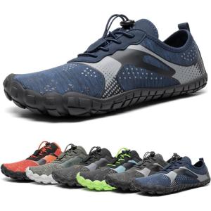 NORTIV 8 Men’s Water Shoes Barefoot Athletic Lightweight Sports Aqua Shoes Outdoor Swim Fishing Hiking Diving Surf Walking Water Shoe TREKMAN(Dark/Blue)