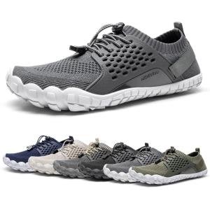 NORTIV 8 Men’s Water Shoes Barefoot Athletic Lightweight Sports Aqua Shoes Outdoor Swim Fishing Hiking Diving Surf Walking Water Shoe TREKMAN(Grey)