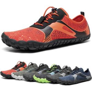 NORTIV 8 Men’s Water Shoes Barefoot Athletic Lightweight Sports Aqua Shoes Outdoor Swim Fishing Hiking Diving Surf Walking Water Shoe TREKMAN(Orange/Black)