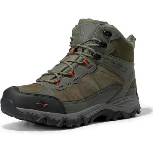 NORTIV 8 Men’s Waterproof Hiking Boots Outdoor Mid Trekking Lightweight Mountaineering Shoes Paladin(Army Green)