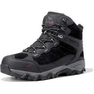 NORTIV 8 Men’s Waterproof Hiking Boots Outdoor Mid Trekking Lightweight Mountaineering Shoes Paladin(Black)