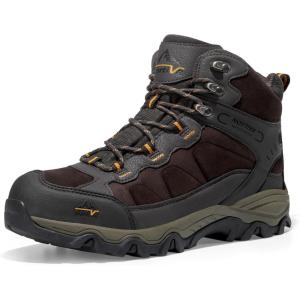 NORTIV 8 Men’s Waterproof Hiking Boots Outdoor Mid Trekking Lightweight Mountaineering Shoes Paladin(Brown)