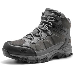 NORTIV 8 Men’s Waterproof Hiking Boots Outdoor Mid Trekking Lightweight Mountaineering Shoes Paladin(Dark Grey)