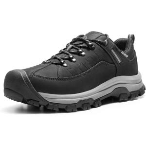 NORTIV 8 Men’s Waterproof Hiking Shoes Non-Slip Trekking Trail Shoes Lightweight Durable Outdoor Work Shoes Bluff(Black)