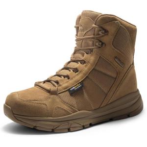 NORTIV 8 Men’s Waterproof Lightweight Military Tactical Work Boots Outdoor Hiking Combat Motorcycle Boots(Waterproof-brown)
