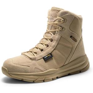 NORTIV 8 Men’s Waterproof Lightweight Military Tactical Work Boots Outdoor Hiking Combat Motorcycle Boots(Waterproof-sand)
