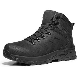NORTIV 8 Men’s Waterproof PRO Hiking Boots Outdoor Lightweight Non-Slip Arch Support Trekking Camping Ankle Boots Armadillo Update(All Black)
