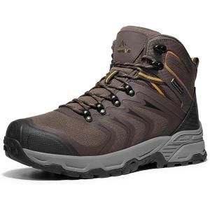 NORTIV 8 Men’s Waterproof PRO Hiking Boots Outdoor Lightweight Non-Slip Arch Support Trekking Camping Ankle Boots Armadillo Update(Brown)