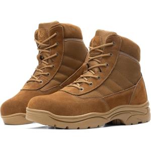 NORTIV 8 Men’s Waterproof Tactical Work Boots Leather Outdoor Hiking Military 6 Inches Motorcycle Combat Boots(Coyote)