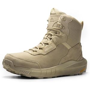 NORTIV 8 Men’s Waterproof Tactical Work Winter Boots Cushion Sole Lightweight Leather Non-Slip Combat Boots with Arch Support for Military Motorcycle Hiking HydroRange(Sand)