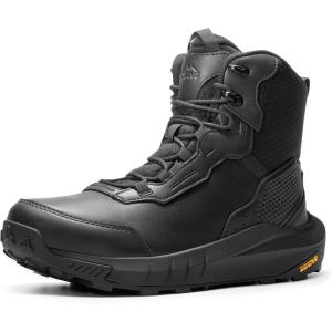 NORTIV 8 Men’s Waterproof Tactical Work Winter Boots Cushion Sole Lightweight Leather Non-Slip Combat Boots with Arch Support for Military Motorcycle Hiking HydroRange(Black)