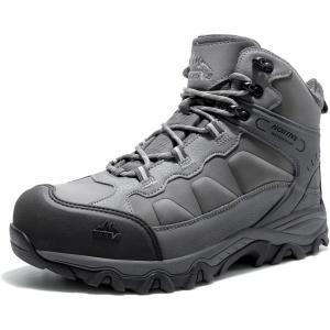 NORTIV 8 Waterproof Steel Toe Boots for Men Slip Resistant Safety Industrial Boots Paladin-Steel(Dark Grey)