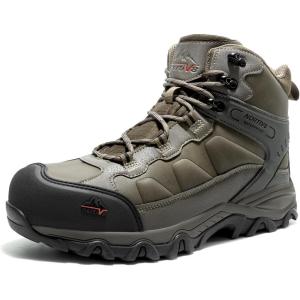 NORTIV 8 Waterproof Steel Toe Boots for Men Slip Resistant Safety Industrial Boots Paladin-Steel(Olive)