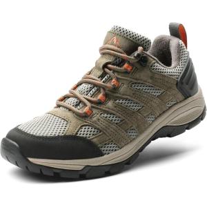 NORTIV 8 Women’s Hiking Shoes Lightweight Breathable Mesh Walking Sneakers Outdoor Work Shoes Wander(Khaki)
