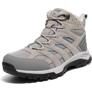 NORTIV 8 Women’s Waterproof Hiking Boots Outdoor Trekking Mid Backpacking Mountaineering lightweight boots(Light Grey)