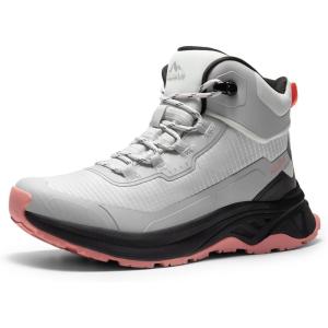 NORTIV 8 Women’s Waterproof Lightweight Hiking Boots Trekking for Outdoor(Grey Pink)