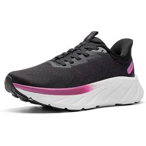 Women’s Slip On Stability Walking Running Shoes Hands Free Tennis Non-Slip Comfortable Workout Gym Breathable Lightweight StediBase Fashion Sneakers(Black)