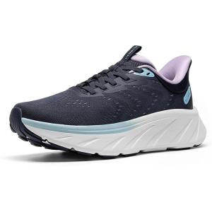 Women’s Slip On Stability Walking Running Shoes Hands Free Tennis Non-Slip Comfortable Workout Gym Breathable Lightweight StediBase Fashion Sneakers(Navy)