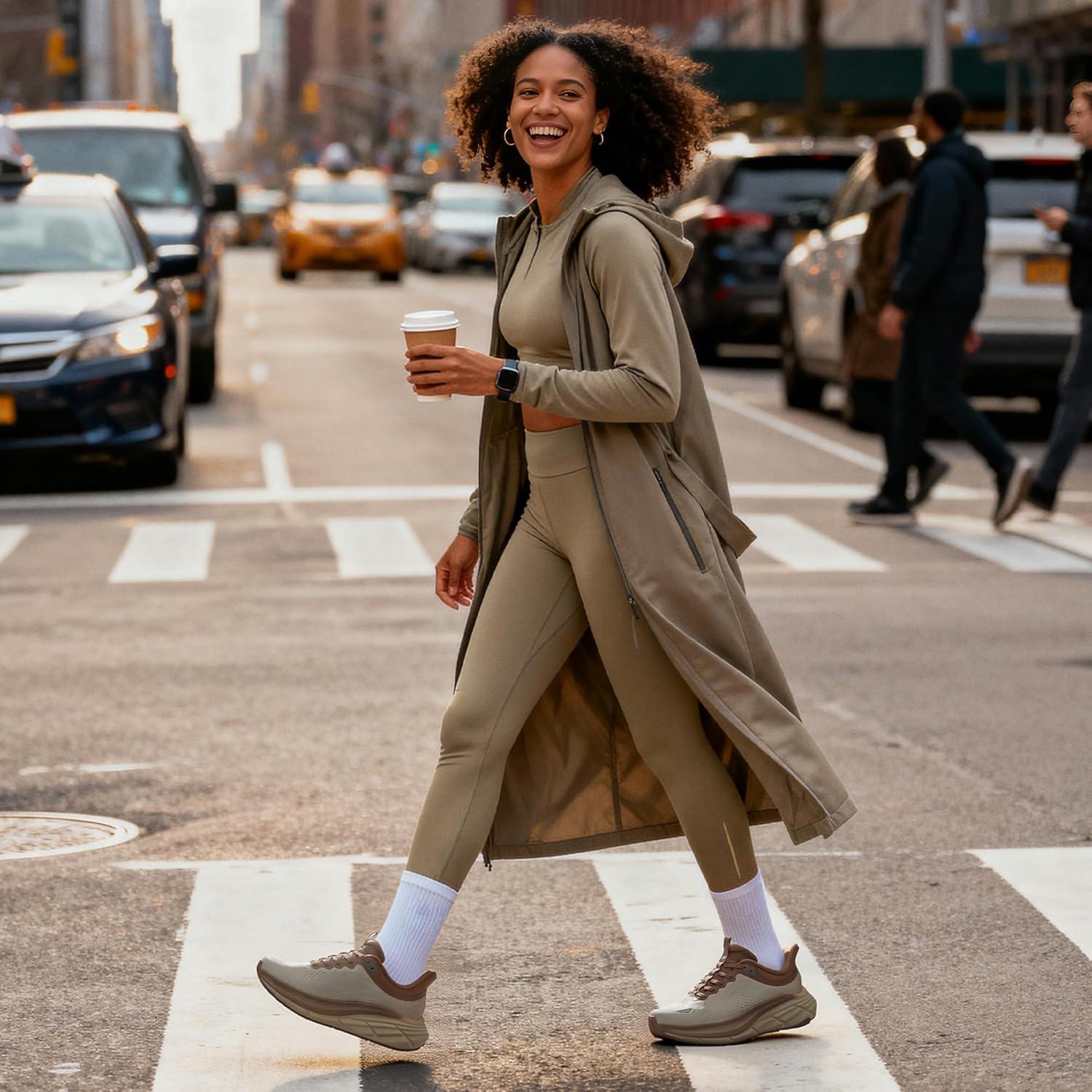 imageNORTIV 8 Womens Slip On Walking Shoes HandsFree Cushion Comfortable Running Tennis Shoes NonSlip Workout Gym Sports Athletic Fashion SneakersBeigeKhaki