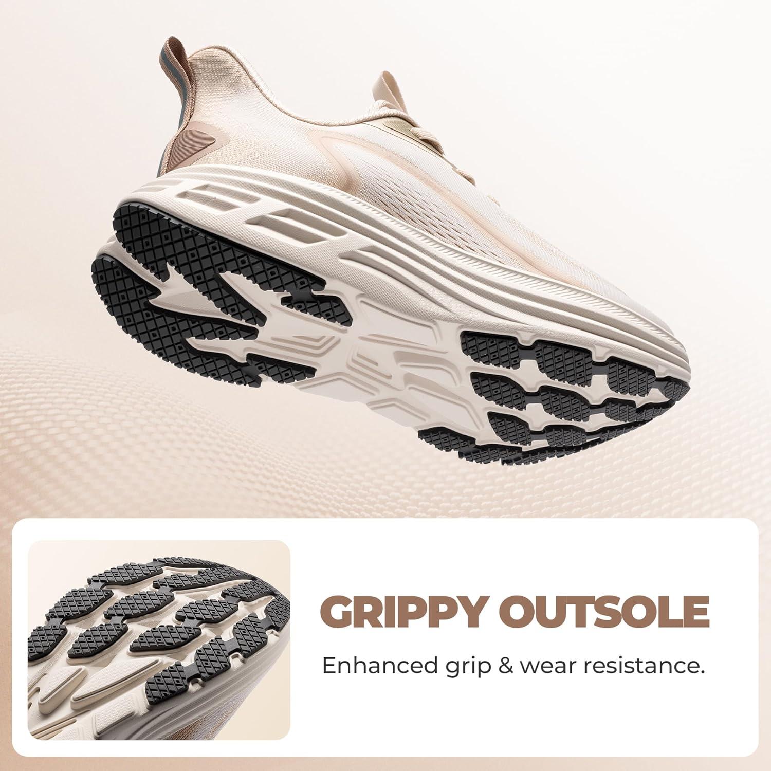 imageWomens Slip On Walking Shoes HandsFree Cushion Running Tennis Shoes NonSlip Comfortable Workout Gym Sports Athletic Fashion SneakersBeige