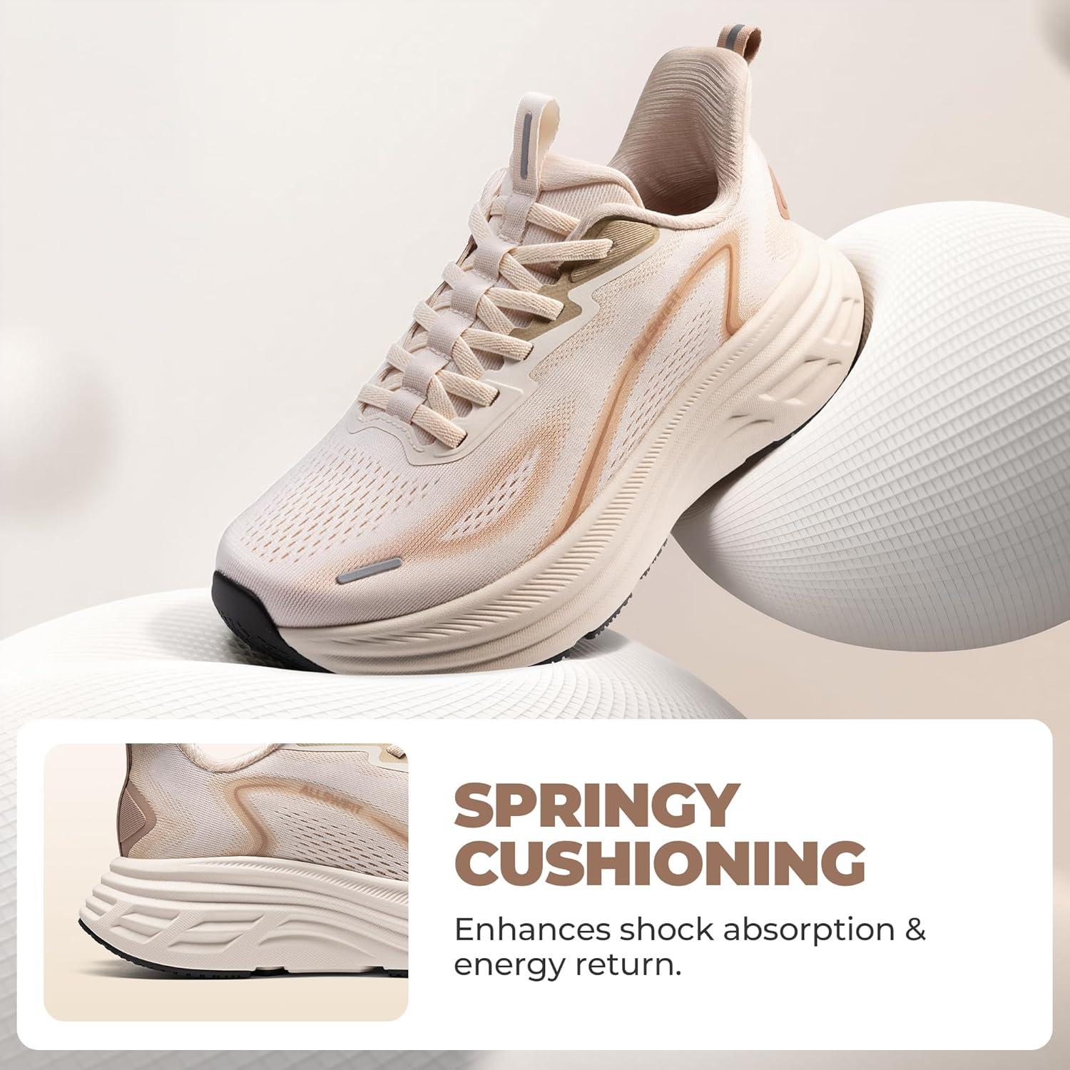 imageWomens Slip On Walking Shoes HandsFree Cushion Running Tennis Shoes NonSlip Comfortable Workout Gym Sports Athletic Fashion SneakersBeige