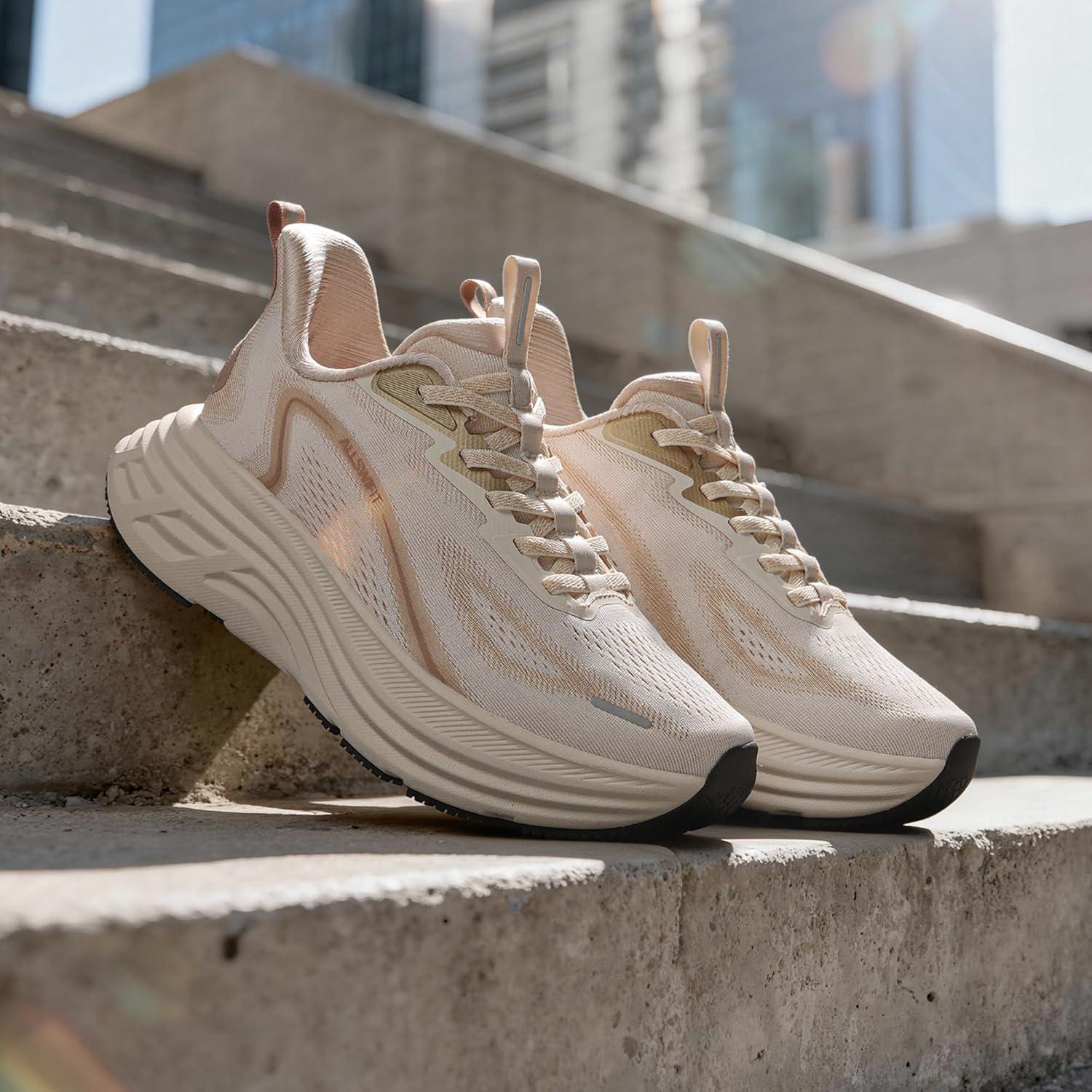 imageWomens Slip On Walking Shoes HandsFree Cushion Running Tennis Shoes NonSlip Comfortable Workout Gym Sports Athletic Fashion SneakersBeige