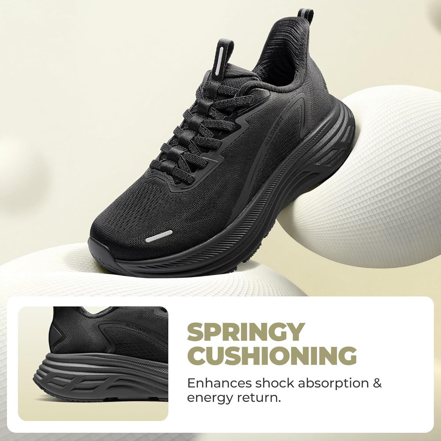 imageWomens Slip On Walking Shoes HandsFree Cushion Running Tennis Shoes NonSlip Comfortable Workout Gym Sports Athletic Fashion SneakersBlack