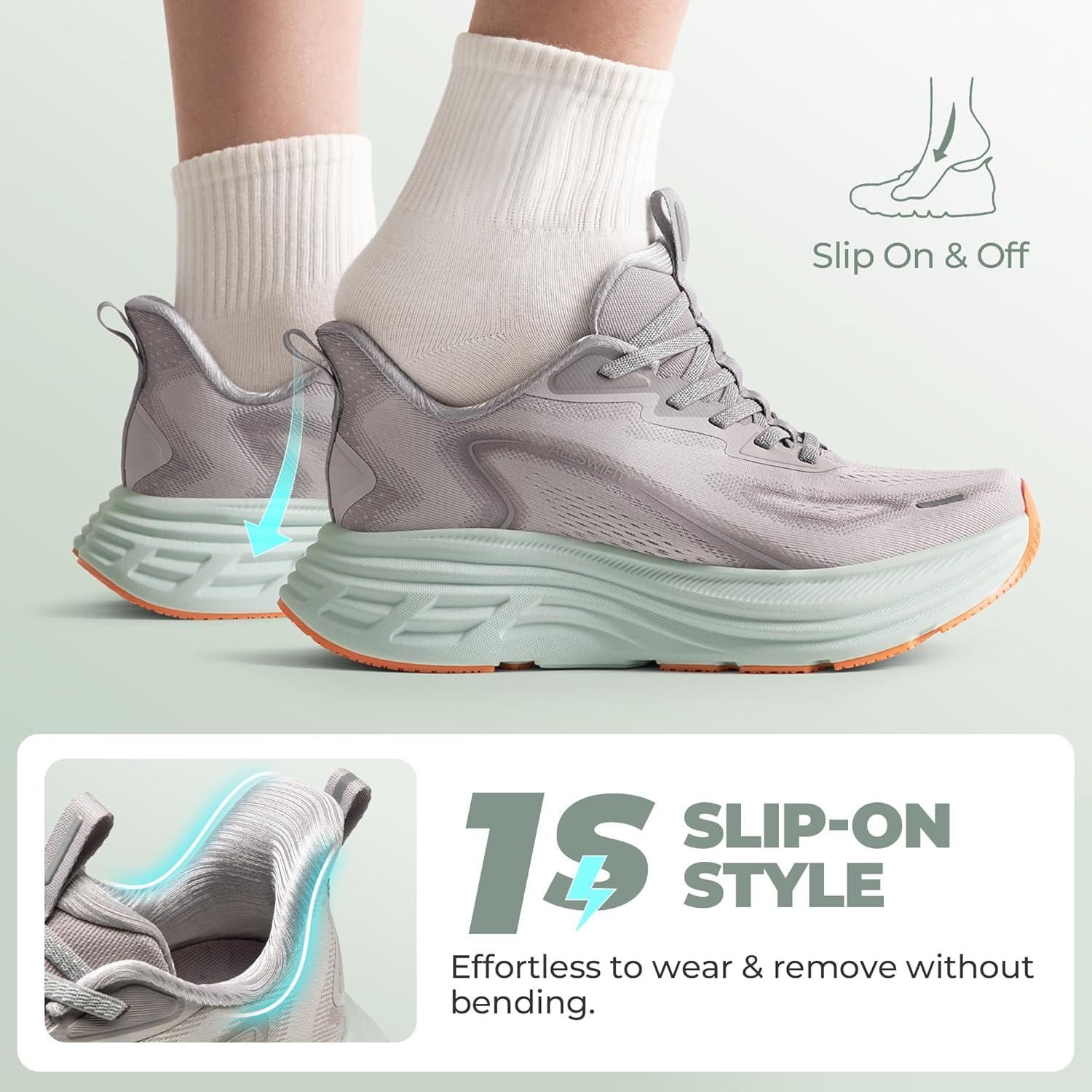 imageWomens Slip On Walking Shoes HandsFree Cushion Running Tennis Shoes NonSlip Comfortable Workout Gym Sports Athletic Fashion SneakersGrey