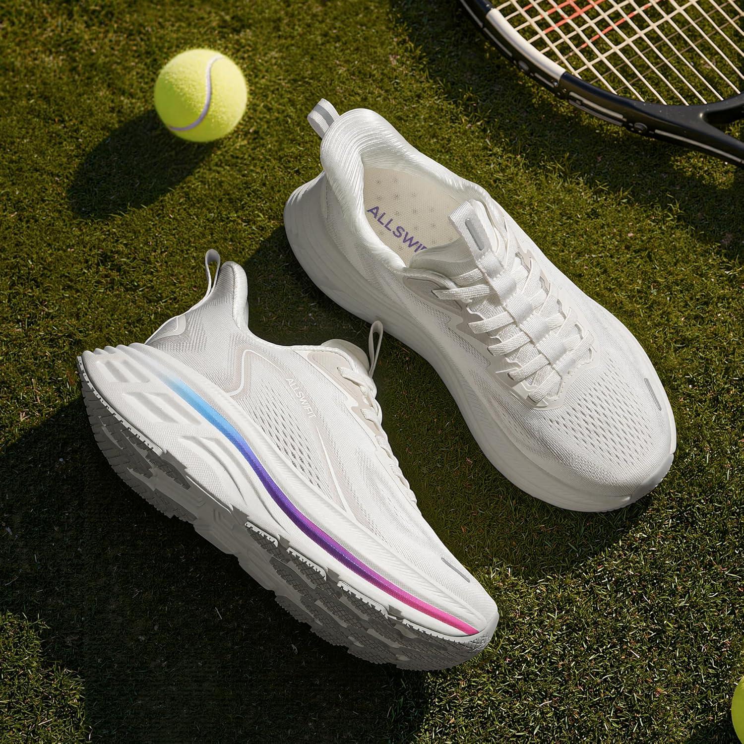 imageWomens Slip On Walking Shoes HandsFree Cushion Running Tennis Shoes NonSlip Comfortable Workout Gym Sports Athletic Fashion SneakersWhite