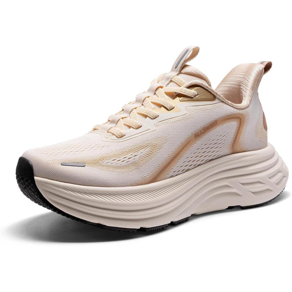 imageWomens Slip On Walking Shoes HandsFree Cushion Running Tennis Shoes NonSlip Comfortable Workout Gym Sports Athletic Fashion SneakersBeige
