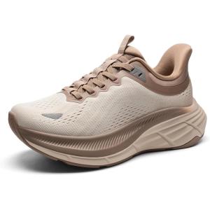 NORTIV 8 Women’s Slip On Walking Shoes Hands-Free Cushion Comfortable Running Tennis Shoes Non-Slip Workout Gym Sports Athletic Fashion Sneakers(Beige/Khaki)