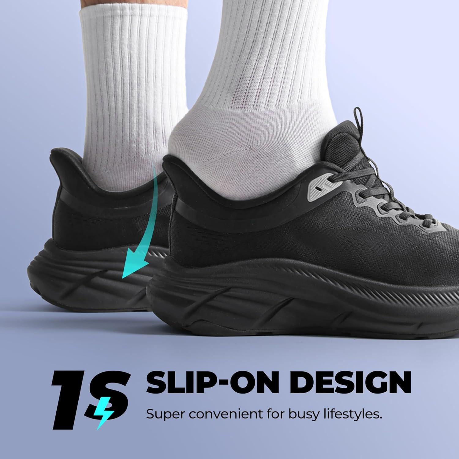 imageNORTIV 8 Mens Slip On Walking Shoes HandsFree Running Tennis Cushioning Non Slip Athletic Gym Workout Comfortable Fashion SneakersAll Black