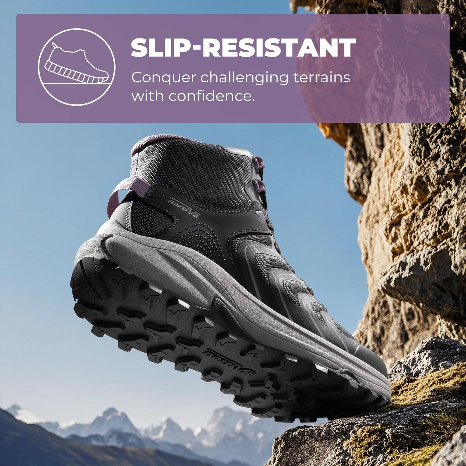 imageNORTIV 8 Womens Hiking Boots Waterproof with Arch Support Sneakers Walking Outdoor Comfortable Lightweight Boot Echo MidDark Grey