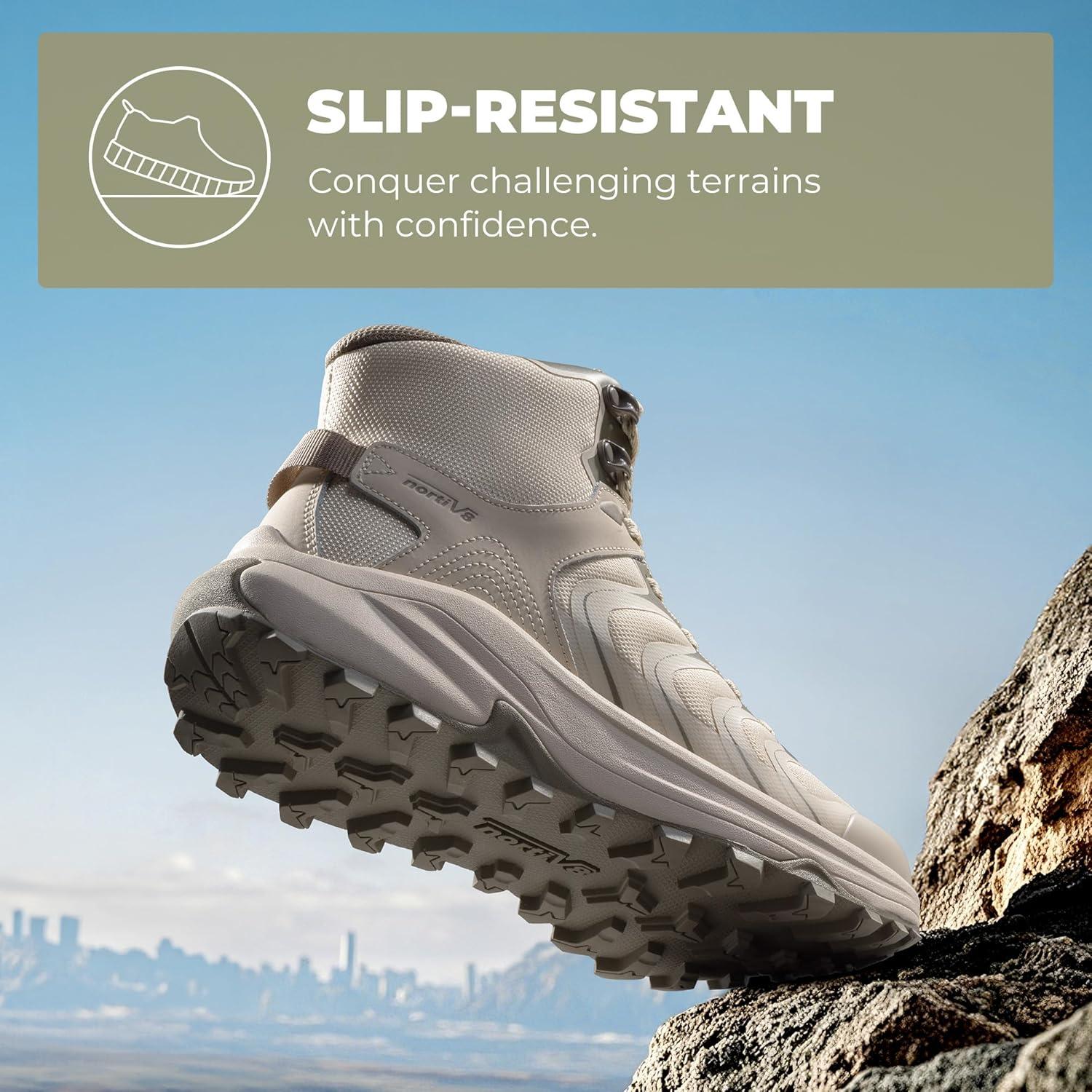 imageNORTIV 8 Womens Hiking Boots Waterproof with Arch Support Sneakers Walking Outdoor Comfortable Lightweight Boot Echo MidKhaki